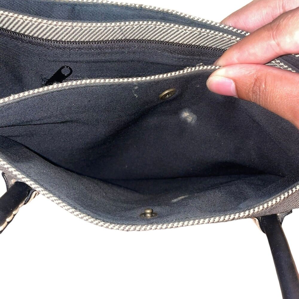 Vintage Etienne Aigner Handbag Canvas and leather Black 9.5"x15" - Picture 10 of 12